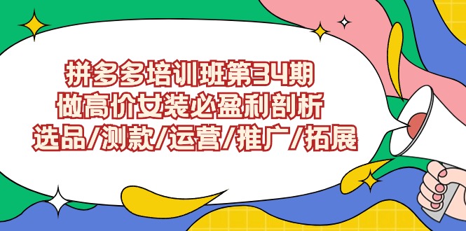 （9333期）拼多多培训班第34期：做高价女装必盈利剖析  选品/测款/运营/推广/拓展-<a href=