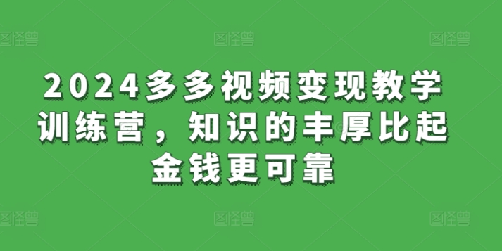 2024多多视频变现教学训练营，知识的丰厚比起金钱更可靠-<a href=