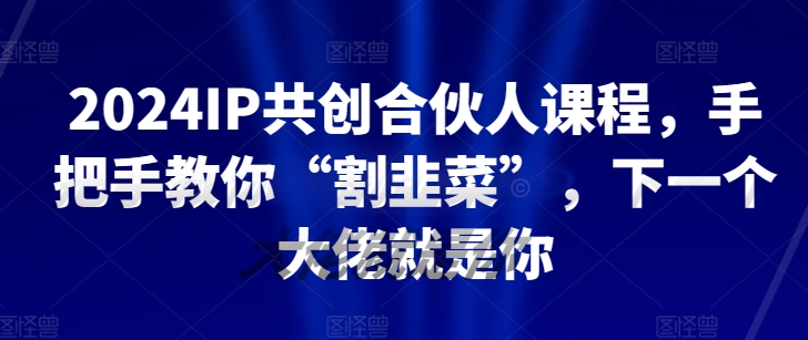 2024IP共创合伙人课程，手把手教你“割韭菜”，下一个大佬就是你-<a href=