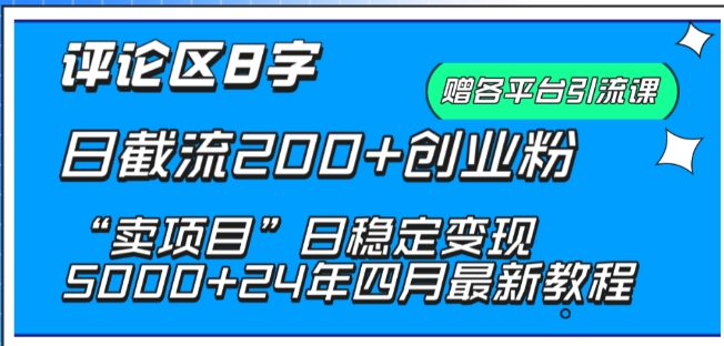 抖音评论区8字日截流200+创业粉 “卖项目”日稳定变现5000+-<a href=