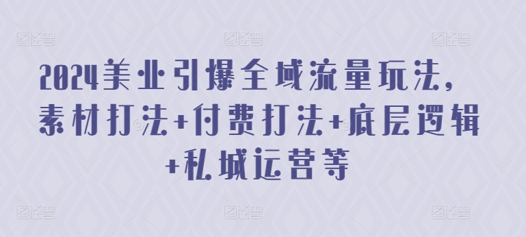 2024美业引爆全域流量玩法，素材打法 付费打法 底层逻辑 私城运营等-<a href=