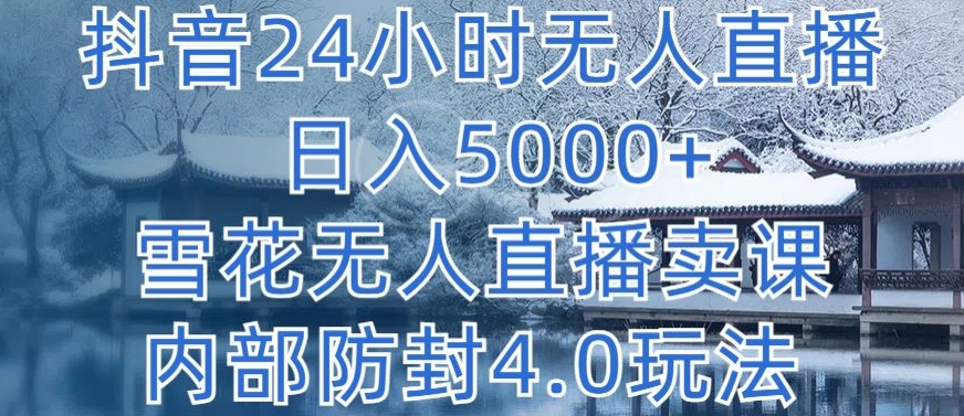 抖音24小时无人直播 日入5000+，雪花无人直播卖课，内部防封4.0玩法-<a href=