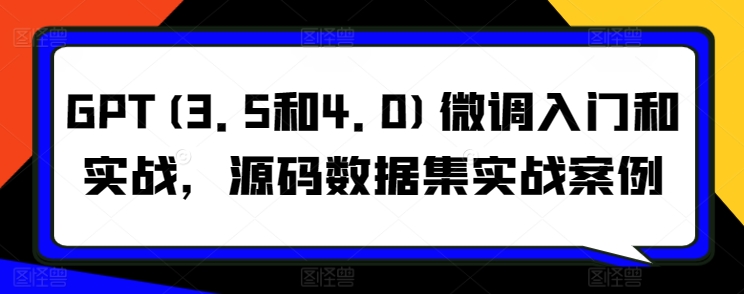 GPT(3.5和4.0)微调入门和实战，源码数据集实战案例-<a href=