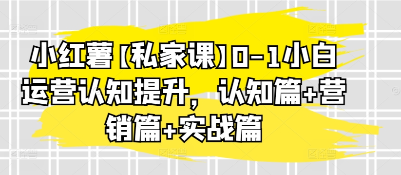 小红薯【私家课】0-1小白运营认知提升，认知篇+营销篇+实战篇-<a href=