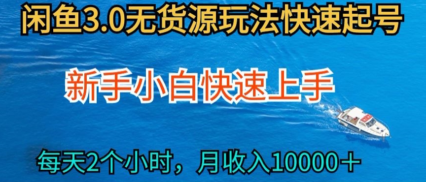 2024最新闲鱼无货源玩法，从0开始小白快手上手，每天2小时月收入过万-<a href=