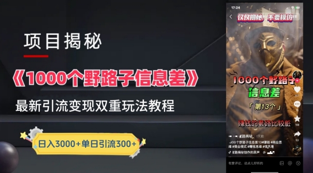 一千个野路子信息差最新玩法教程-变现+引流的玩法具体拆解-<a href=