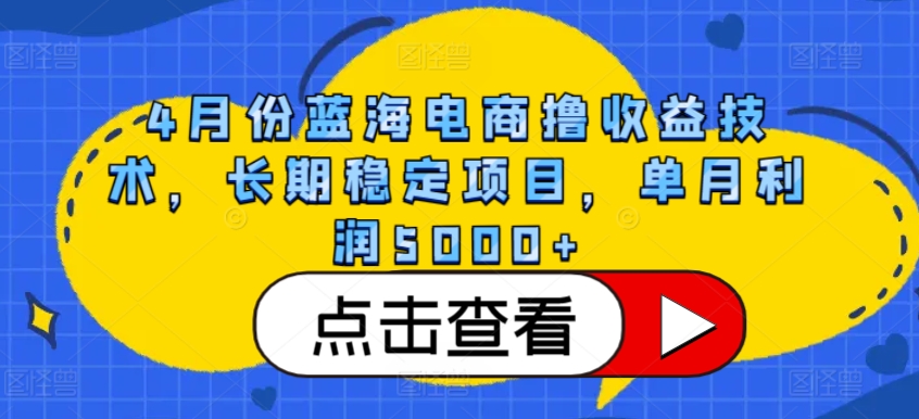 4月份蓝海电商撸收益技术，长期稳定项目，单月利润5000+-<a href=