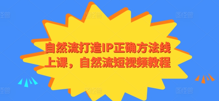 自然流打造IP正确方法线上课，自然流短视频教程-<a href=
