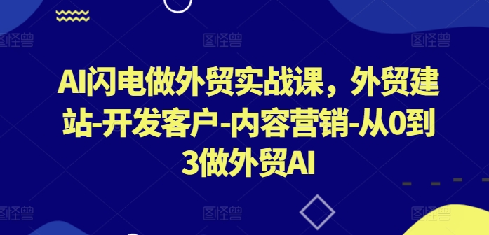 AI闪电做外贸实战课，​外贸建站-开发客户-内容营销-从0到3做外贸AI-<a href=