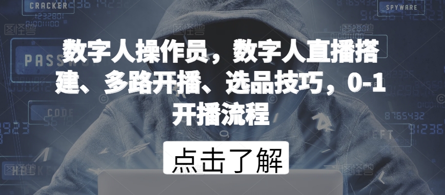 数字人操作员，数字人直播搭建、多路开播、选品技巧，0-1开播流程-<a href=