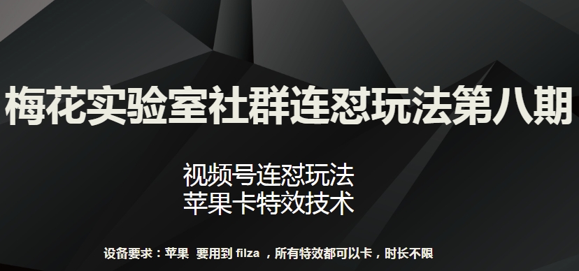 梅花实验室社群连怼玩法第八期，视频号连怼玩法 苹果卡特效技术-<a href=