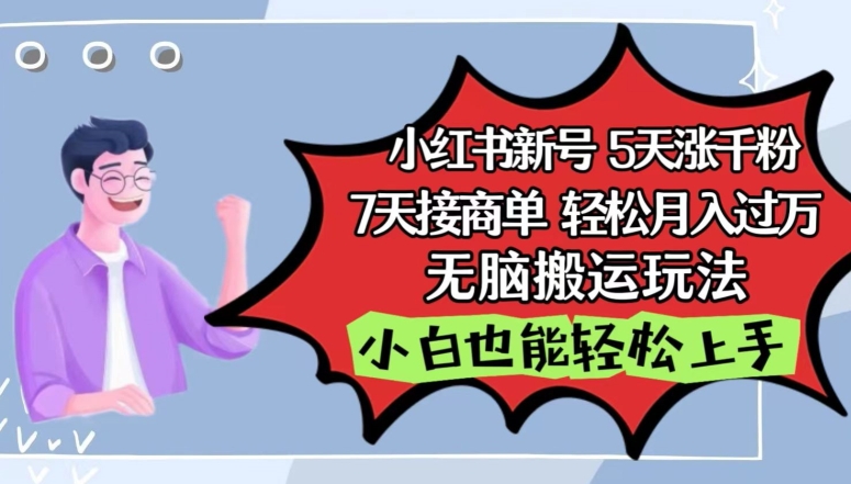 小红书影视泥巴追剧5天涨千粉，7天接商单，轻松月入过万，无脑搬运玩法-<a href=