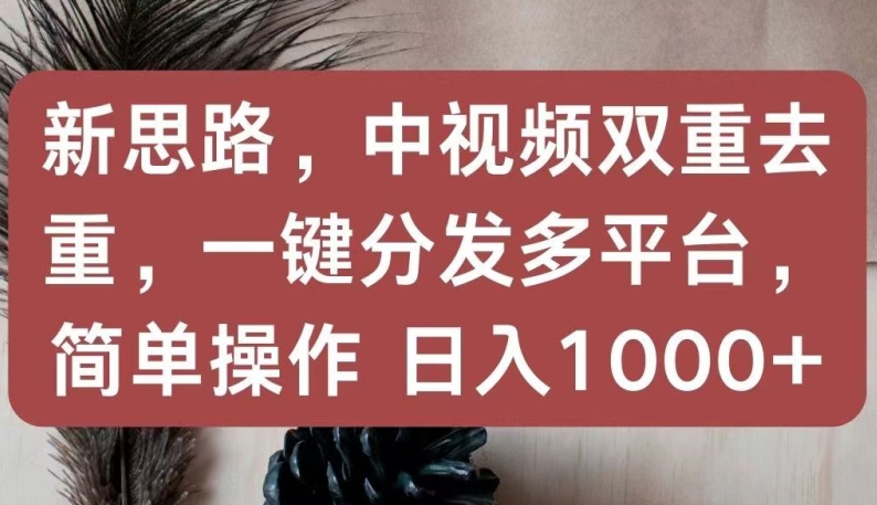 新思路，中视频双重去重，一键分发多平台，简单操作，日入1000+-<a href=