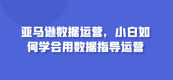 亚马逊数据运营，小白如何学会用数据指导运营-<a href=