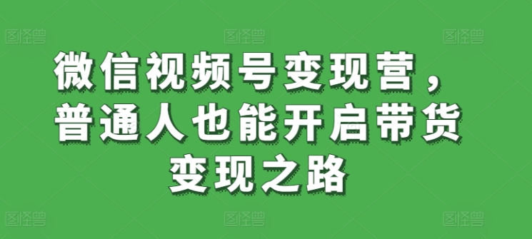 微信视频号变现营，普通人也能开启带货变现之路-<a href=