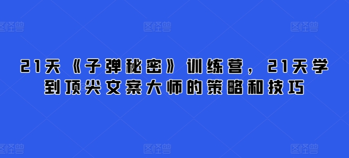 21天《子弹秘密》训练营，21天学到顶尖文案大师的策略和技巧-<a href=