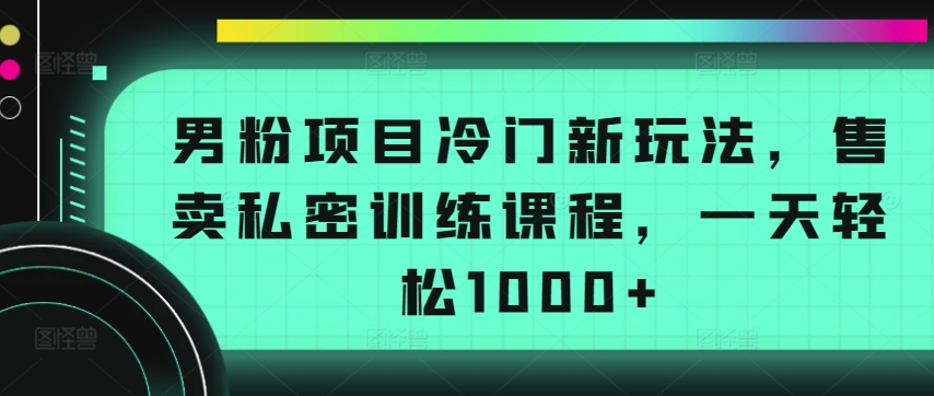 男粉项目冷门新玩法，售卖私密训练课程，一天轻松1000+-<a href=