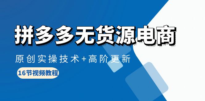 （10015期）拼多多无货源电商，原创实操技术+高阶更新（16节视频教程）-<a href=