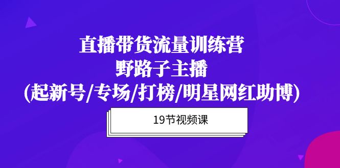（10016期）直播带货流量特训营，野路子主播(起新号/专场/打榜/明星网红助博)19节课-<a href=
