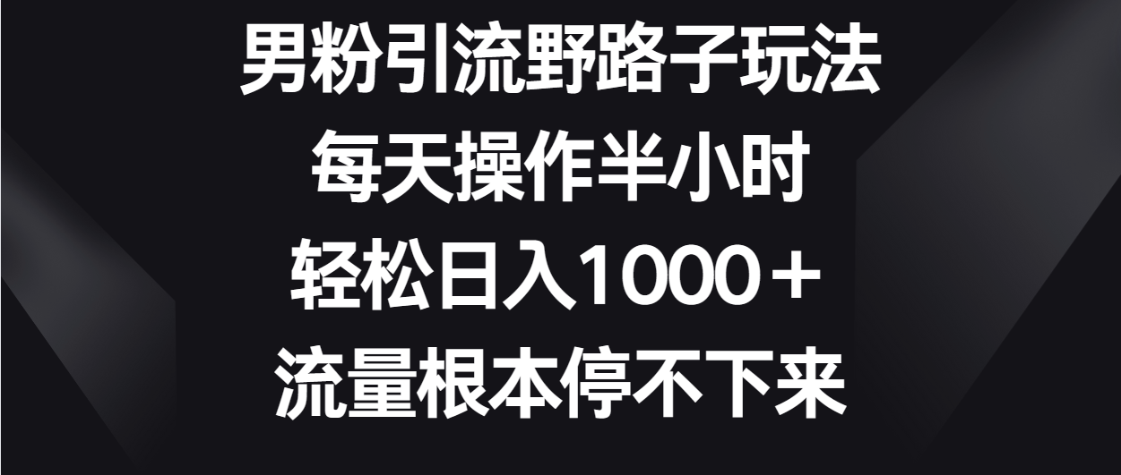 男粉引流野路子玩法，每天操作半小时轻松日入1000＋，流量根本停不下来-<a href=