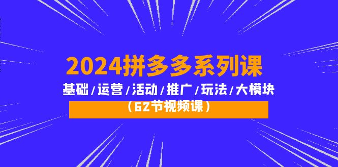 （10019期）2024拼多多系列课：基础/运营/活动/推广/玩法/大模块（62节视频课）-<a href=