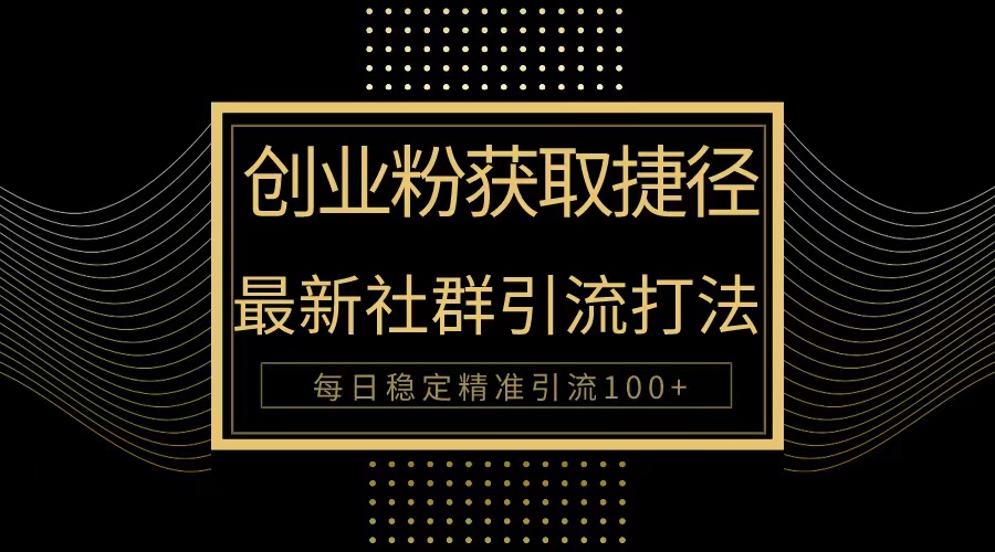 （10040期）创业粉捷径！最新被动引流方法大揭秘，实现每日100+精准引流-<a href=