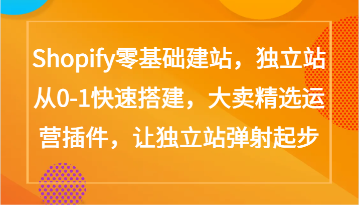 Shopify零基础建站，独立站从0-1快速搭建，大卖精选运营插件，让独立站弹射起步-<a href=