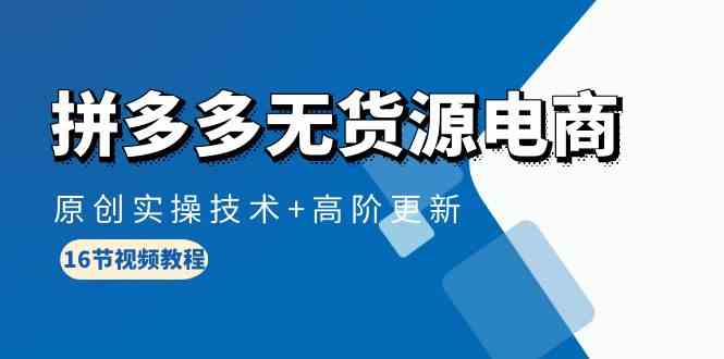 拼多多无货源电商，原创实操技术+高阶更新（16节视频教程）-<a href=