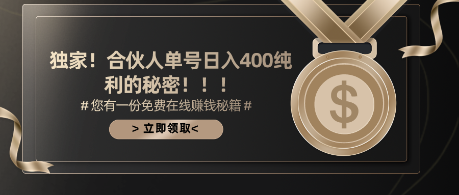（10028期）合伙人广告撸金最新玩法，每天单号400纯利-<a href=