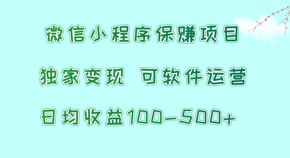 微信小程序保赚项目，日均收益100~500+，独家变现，可软件运营-<a href=