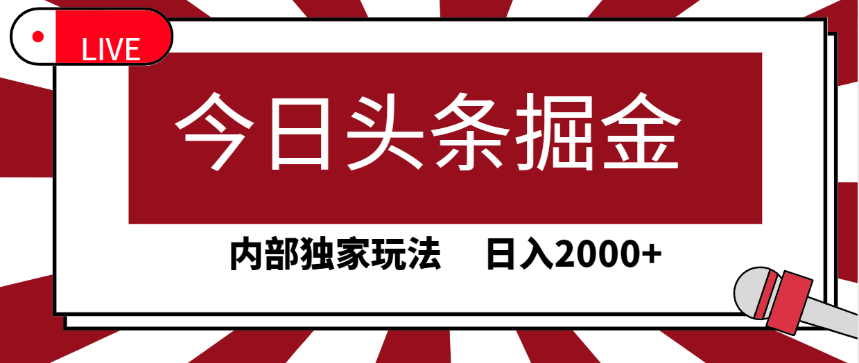 （9832期）今日头条掘金，30秒一篇文章，内部独家玩法，日入2000+-<a href=