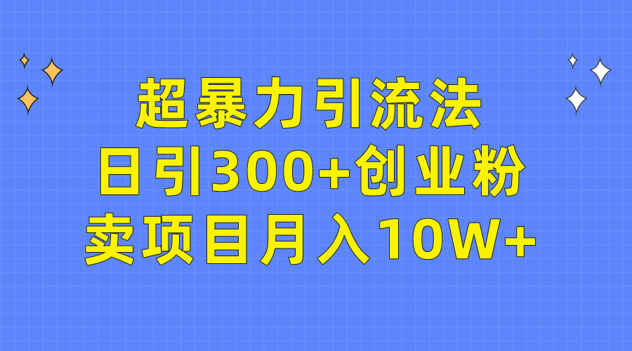 （9954期）超暴力引流法，日引300+创业粉，卖项目月入10W+-<a href=