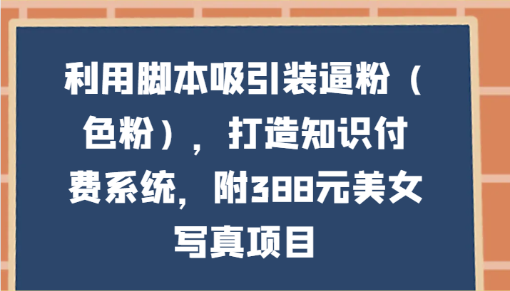 利用脚本吸引装逼粉（色粉），打造知识付费系统，附388元美女写真项目-<a href=