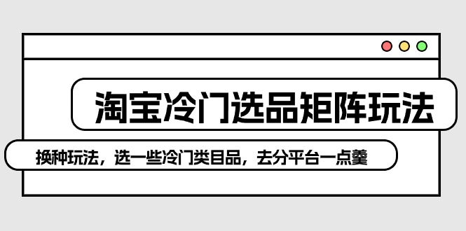 （10159期）淘宝冷门选品矩阵玩法：换种玩法，选一些冷门类目品，去分平台一点羹-<a href=