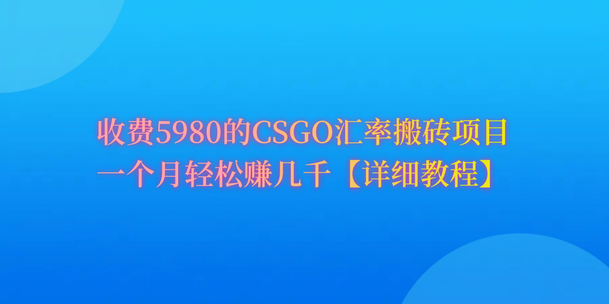 （9776期）CSGO装备搬砖，月综合收益率高达60%，你也可以！-<a href=