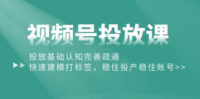 （10205期）视频号投放课：投放基础认知完善疏通，快速建模打标签，稳住投产稳住账号-<a href=