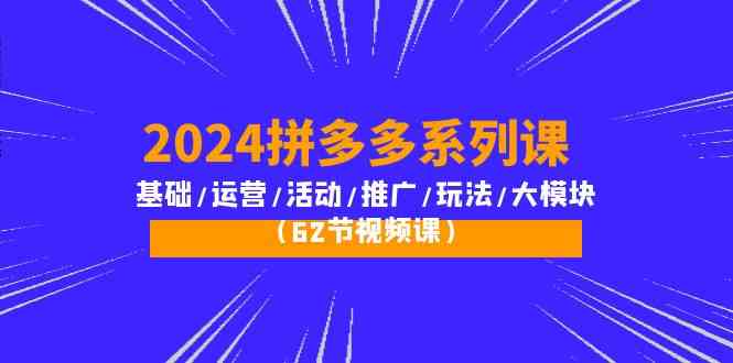 2024拼多多系列课：基础/运营/活动/推广/玩法/大模块（62节视频课）-<a href=