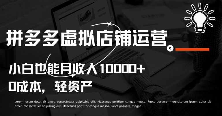 拼多多虚拟店铺运营小白也能月收入10000+-<a href=