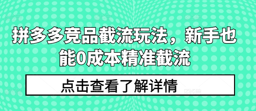 拼多多竞品截流玩法，新手也能0成本精准截流-<a href=