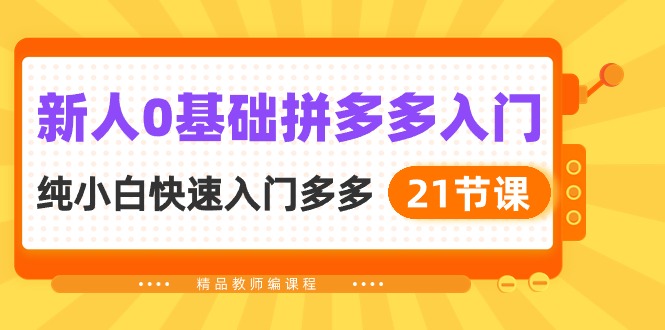 （10299期）新人0基础拼多多入门，​纯小白快速入门多多（21节课）-<a href=