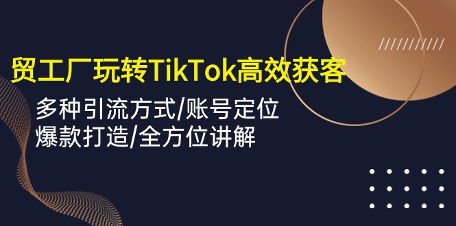 外贸工厂玩转TikTok高效获客，多种引流方式/账号定位/爆款打造/全方位讲解-<a href=