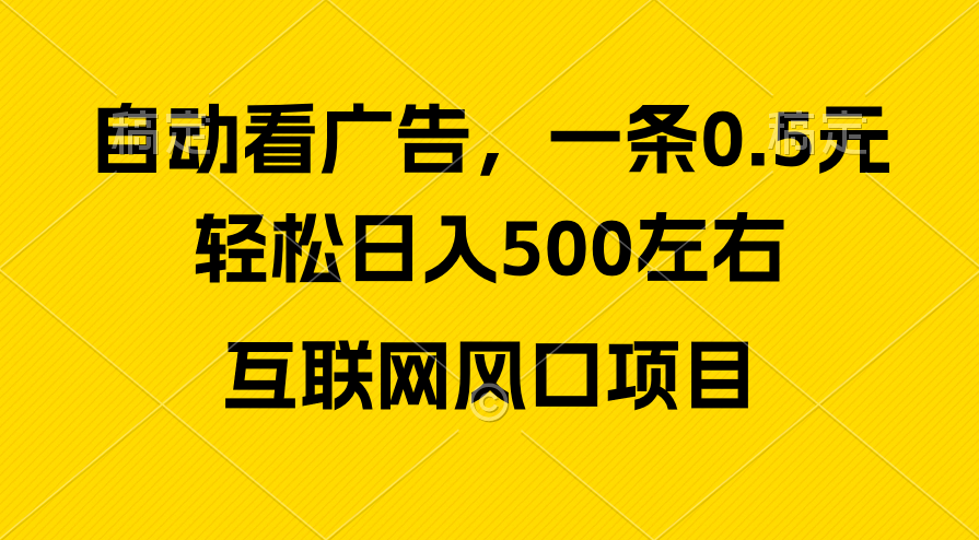 （10306期）广告收益风口，轻松日入500+，新手小白秒上手，互联网风口项目-<a href=