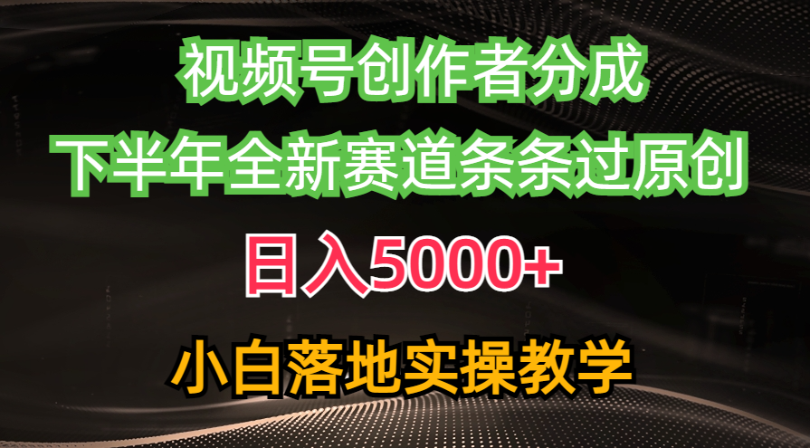 （10294期）视频号创作者分成最新玩法，日入5000+  下半年全新赛道条条过原创，小…-<a href=