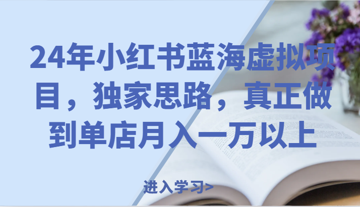 24年小红书蓝海虚拟项目，独家思路，真正做到单店月入一万以上。-<a href=