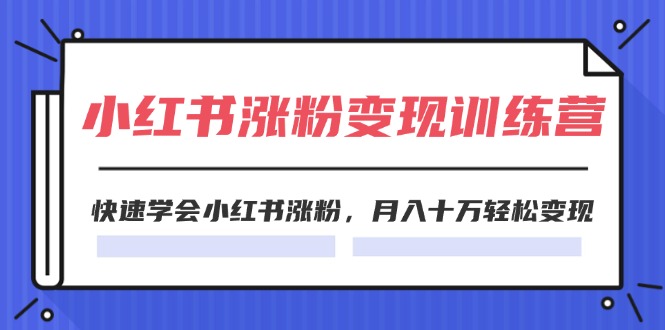 2024小红书19天涨粉变现特训营，快速学会小红书涨粉，月入十万轻松变现（42节）-<a href=
