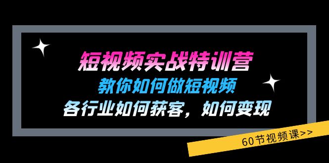 短视频实战特训营：教你如何做短视频，各行业如何获客，如何变现 (60节)-<a href=