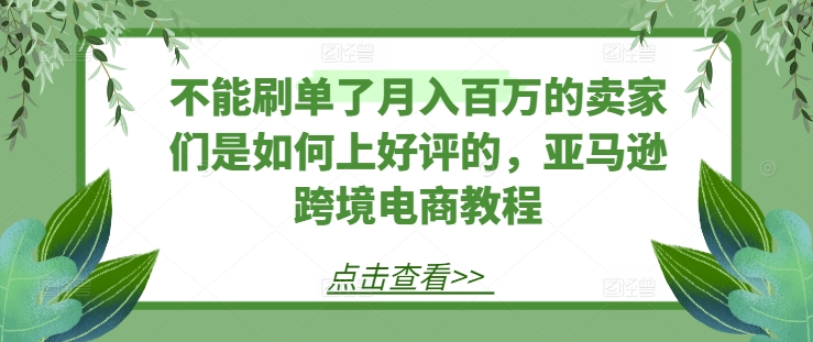 不能刷单了月入百万的卖家们是如何上好评的，亚马逊跨境电商教程-<a href=