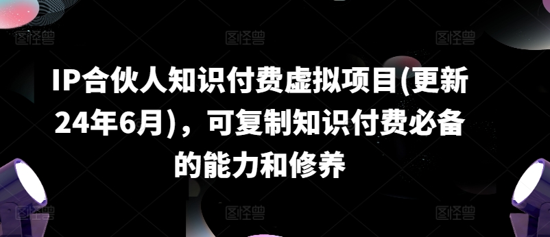 IP合伙人知识付费虚拟项目(更新24年6月)，可复制知识付费必备的能力和修养-<a href=