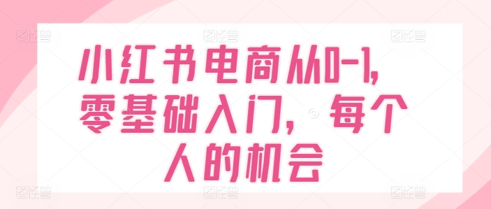 小红书电商从0-1，零基础入门，每个人的机会-<a href=