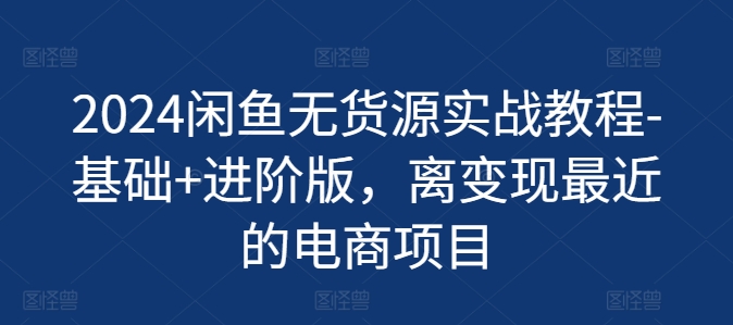 2024闲鱼无货源实战教程-基础+进阶版，离变现最近的电商项目-<a href=